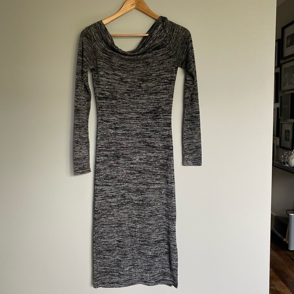 WILFRED FREE jersey long sleeve dress with asymmetrical neckline